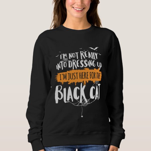 Funny Halloween Shirt Here for Black Cat スウェットシャツ (正面)