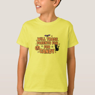 Funny Halloween Shirt | Will Trade Parents for Can Tシャツ