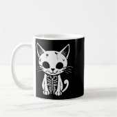 Funny Halloween Skeleton Cat Kitty Costume Skull C コーヒーマグカップ (左)