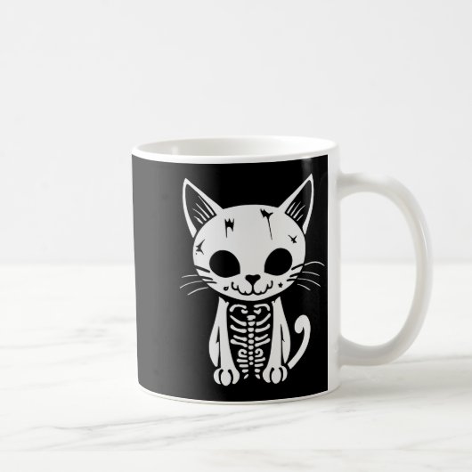 Funny Halloween Skeleton Cat Kitty Costume Skull C コーヒーマグカップ (右)