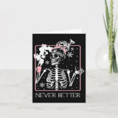 Funny Halloween Skeleton Drinking Coffee Quote Nev カード (正面)