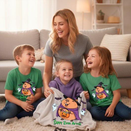 Funny Halloween Spooky Cute Capybara Witch フリースブランケット