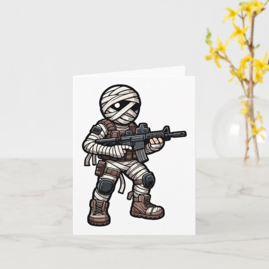 Funny Halloween Tactical Mummy Army Men Veteran Co カード (黄色い花)