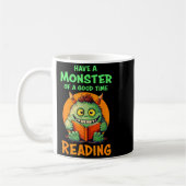 Funny Halloween Teacher Librarian Monster Reading コーヒーマグカップ (左)