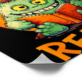 Funny Halloween Teacher Librarian Monster Reading  ポスター (角)