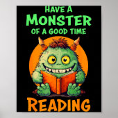 Funny Halloween Teacher Librarian Monster Reading  ポスター (正面)