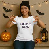 Funny Halloween Tee; Creep It Real Spider Pun Tシャツ