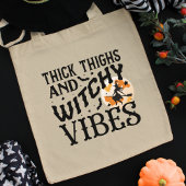 Funny Halloween Typography Witch & Full Moon トートバッグ