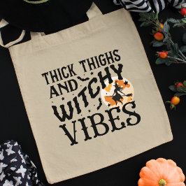 Funny Halloween Typography Witch & Full Moon トートバッグ
