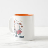 Funny Halloween Vintage Ghost & Flower Coffee Mug ツートーンマグカップ (正面左)