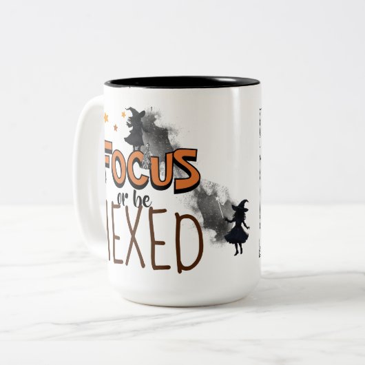 Funny Halloween Witch Coffee Focus Be Hexed Gift ツートーンマグカップ (正面左)