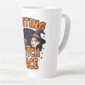 Funny Halloween Witch Design – "Resting Witch Face カフェラテマグ (右アングル)