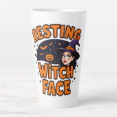 Funny Halloween Witch Design – "Resting Witch Face カフェラテマグ (正面)