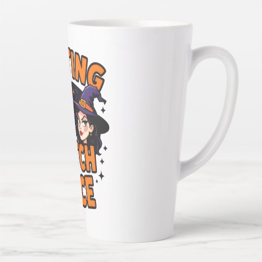 Funny Halloween Witch Design – "Resting Witch Face カフェラテマグ (右)