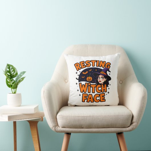 Funny Halloween Witch Design – "Resting Witch Face クッション (椅子)