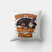 Funny Halloween Witch Design – "Resting Witch Face クッション (裏面)