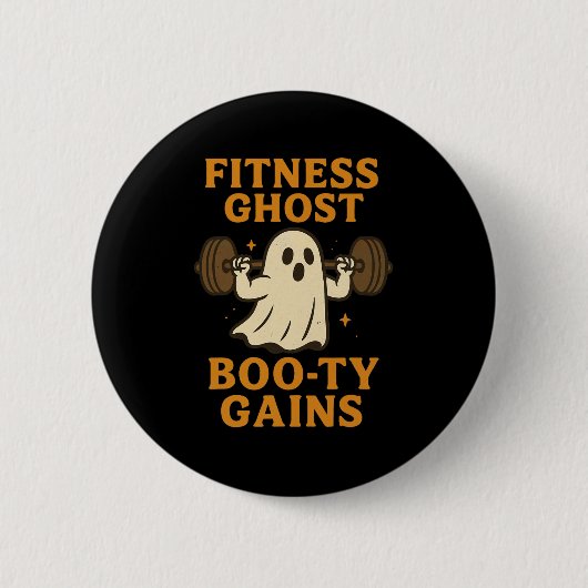 Funny Halloween Workout Ghost Gym Joke For Booty L 缶バッジ (正面)