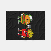 Funny Hamburger French Fries Combo Snacks Fast Foo フリースブランケット (正面(横))