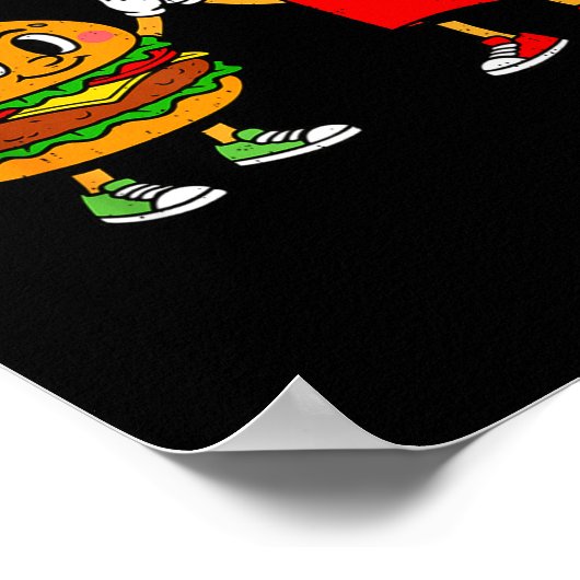 Funny Hamburger French Fries Combo Snacks Fast Foo ポスター (角)