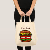 Funny Hamburger  Grocery Tote Bag トートバッグ (正面(商品))