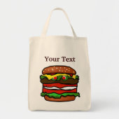 Funny Hamburger Grocery Tote Bag トートバッグ (正面)