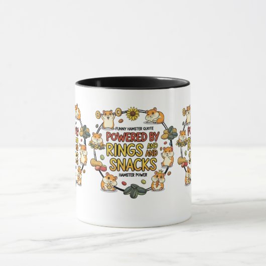 Funny Hamster Rings and Snacks Quote マグカップ (中央)