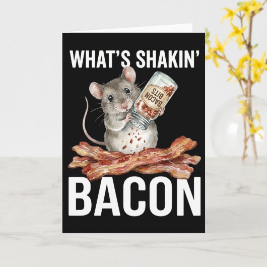 Funny Hamster What's Shakin' Bacon Breakfast カード (黄色い花)