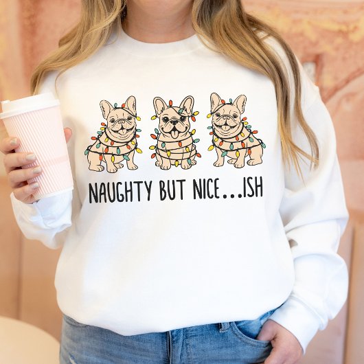 Funny Hand Drawn French Bulldog Christmas スウェットシャツ