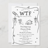 Funny Hand Drawn Friendsgiving WTF Dinner Party 招待状 (正面)