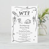 Funny Hand Drawn Friendsgiving WTF Dinner Party 招待状 (スタンド正面)