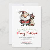 Funny Hand Drawn Santa Whimsical Festive Greeting シーズンカード (正面)