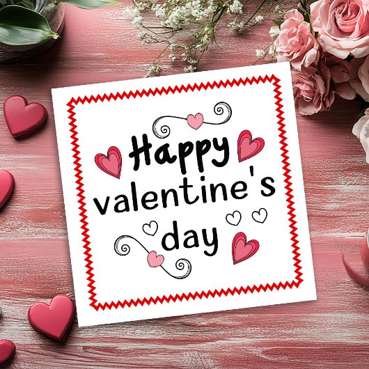 Funny Hand Drawn Valentine Card for Wife Red Black シーズンカード