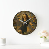 Funny Handball Mona Lisa Handball Player Gift ラージ壁時計 (ホーム)