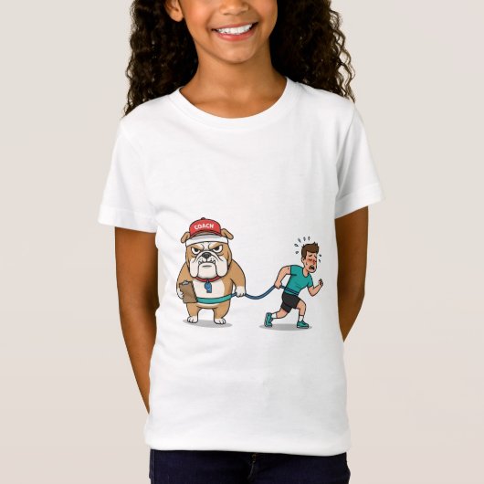 Funny Hands Free Dog Leash Bulldog Coach Cartoon  Tシャツ (正面)