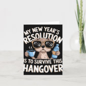 Funny Hangover Survival Dog New Year's Resolution  カード (正面)