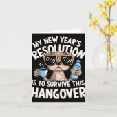 Funny Hangover Survival Dog New Year's Resolution  カード (黄色い花)