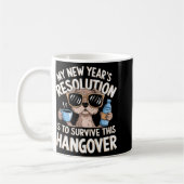 Funny Hangover Survival Dog New Year's Resolution コーヒーマグカップ (左)