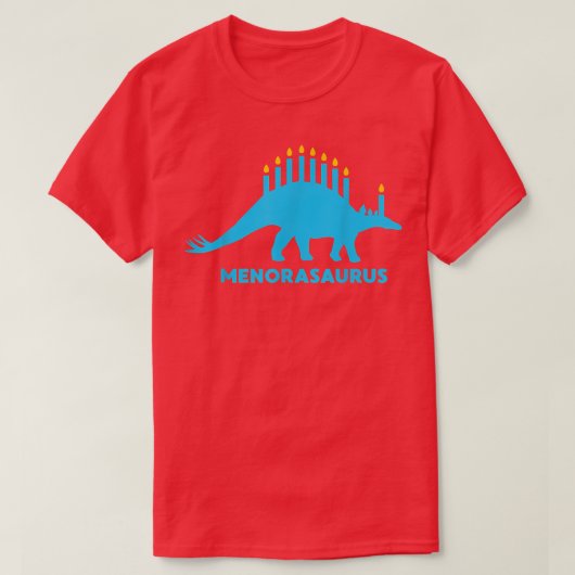 Funny Hanukkah Dinosaur Stegosaurus Dino Menorah Tシャツ (デザイン正面)