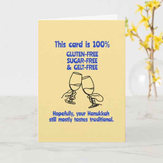 Funny Hanukkah Gluten-free Joke カード (黄色い花)