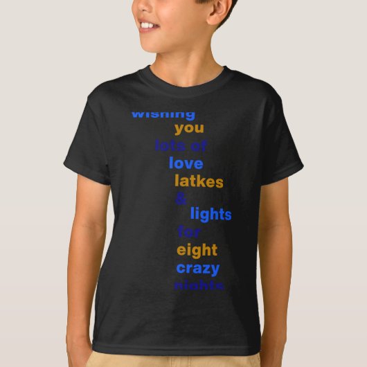 Funny Hanukkah Love Latkes Lights In Blue  Tシャツ (正面)