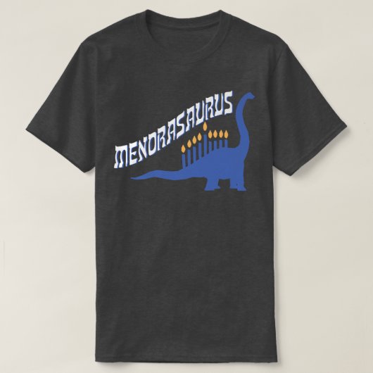 Funny Hanukkah Menorasaurus Brachiosaurus & Menora Tシャツ (デザイン正面)