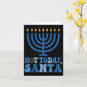 Funny Hanukkah Not Today Santa Menorah Chanukah Je カード (黄色い花)