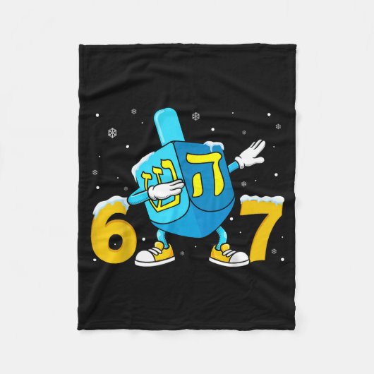 Funny Hanukkah Six Seven Chanukah Dreidel Dabbing  フリースブランケット (正面)