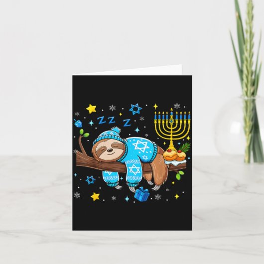 Funny Hanukkah Sloth Jewish Chanukah Sleeng Hanukk カード (正面)