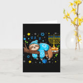 Funny Hanukkah Sloth Jewish Chanukah Sleeng Hanukk カード (黄色い花)