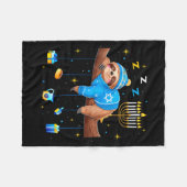 Funny Hanukkah Sloth Jewish Chanukah Sleeng Hanukk フリースブランケット (正面(横))