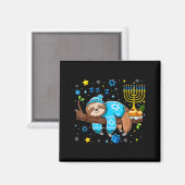 Funny Hanukkah Sloth Jewish Chanukah Sleeng Hanukk マグネット (正面/裏面)