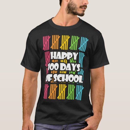 Funny Happy 100 Days Of School Apparel, Hash Marks Tシャツ (正面)