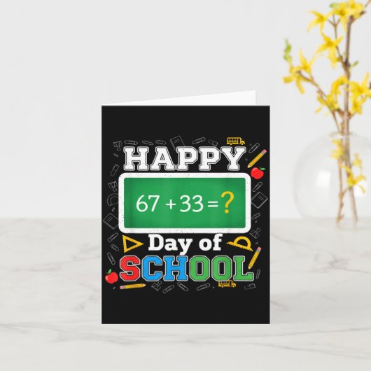 Funny Happy 100 Days Of School Math Teacher Six Se カード (黄色い花)