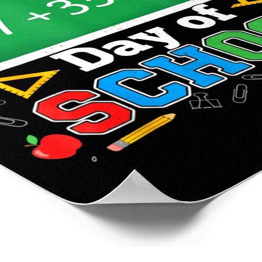 Funny Happy 100 Days Of School Math Teacher Six Se ポスター (角)